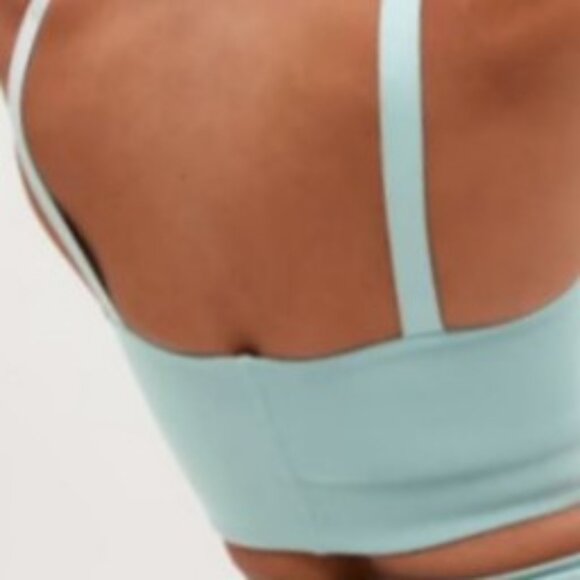 Girlfriend Collective Bra Mia High Neck Bright Teal Blue Green XS - Picture 2 of 12